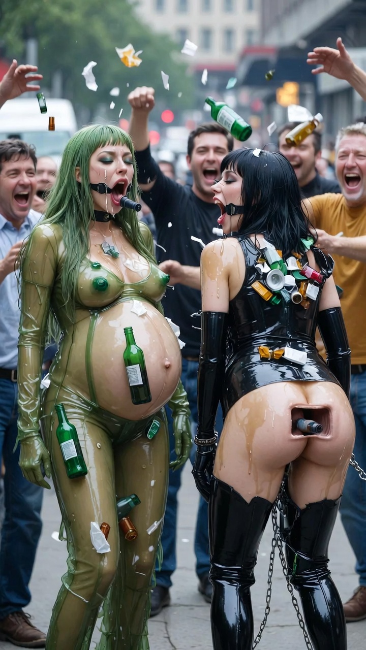 Pregnant BDSM women used as living trash cans — 19
