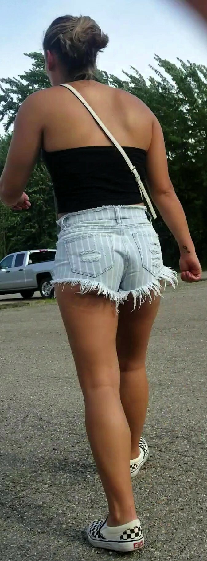 Jean shorts riding up hungry booty wedgie pick — 16
