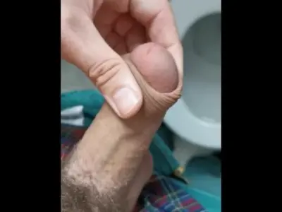 Loose Cut Foreskin Play Jacking Off & Cumshot in Bathroom POV